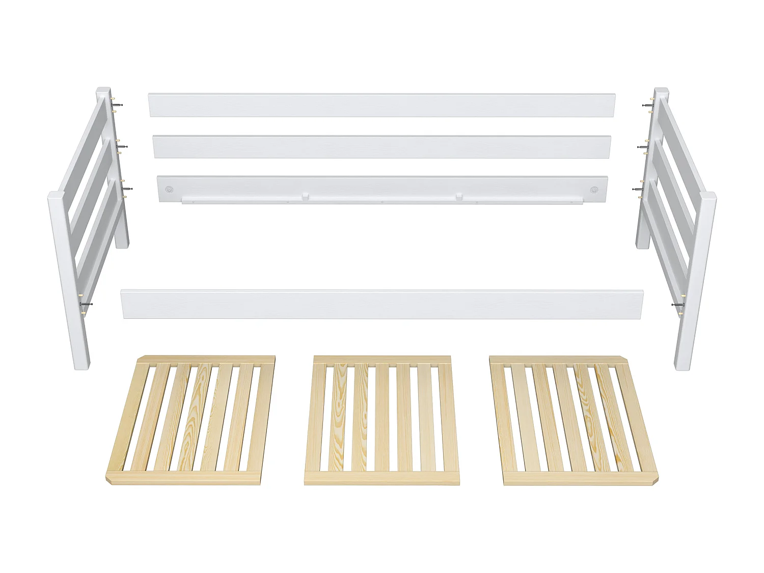 Lit banquette en bois N01 Blanc / Chêne Naturel 90x180