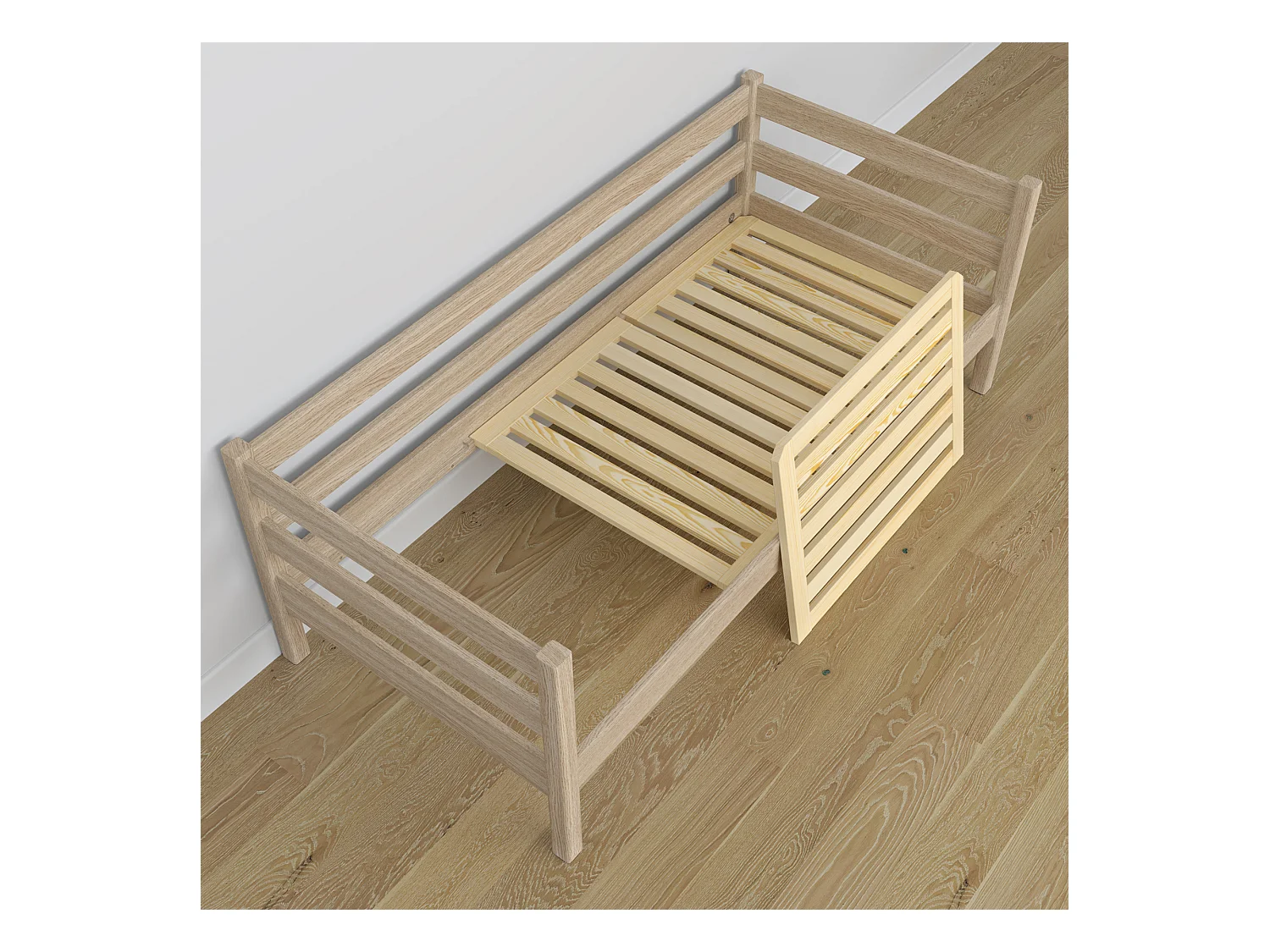 Lit banquette en chêne N01 Chêne Blanchi 100x200
