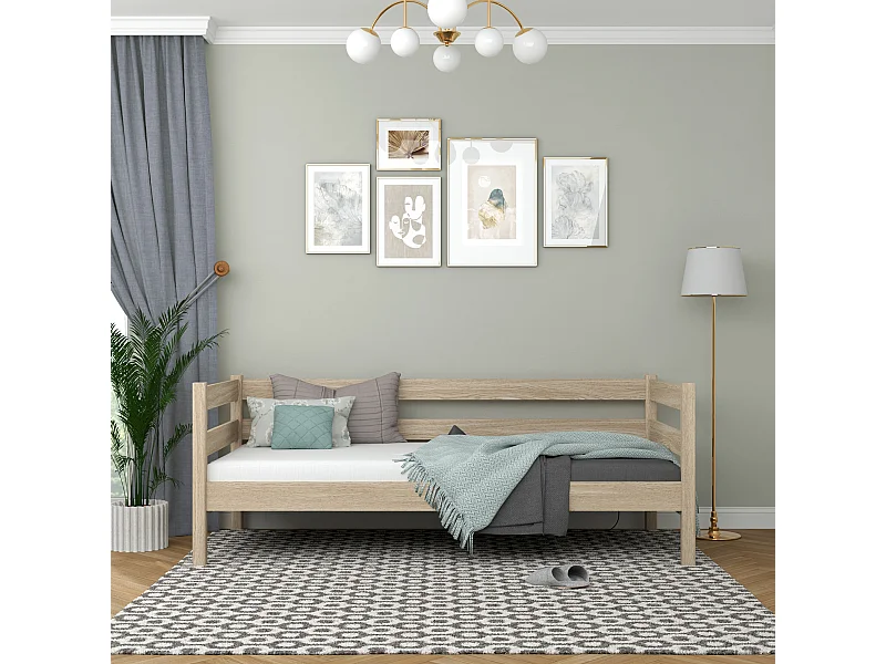 Lit banquette en chêne N01 Chêne Blanchi 100x200