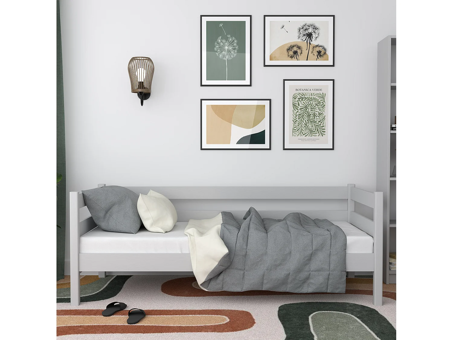 Lit banquette en bois N01 Gris 120x200