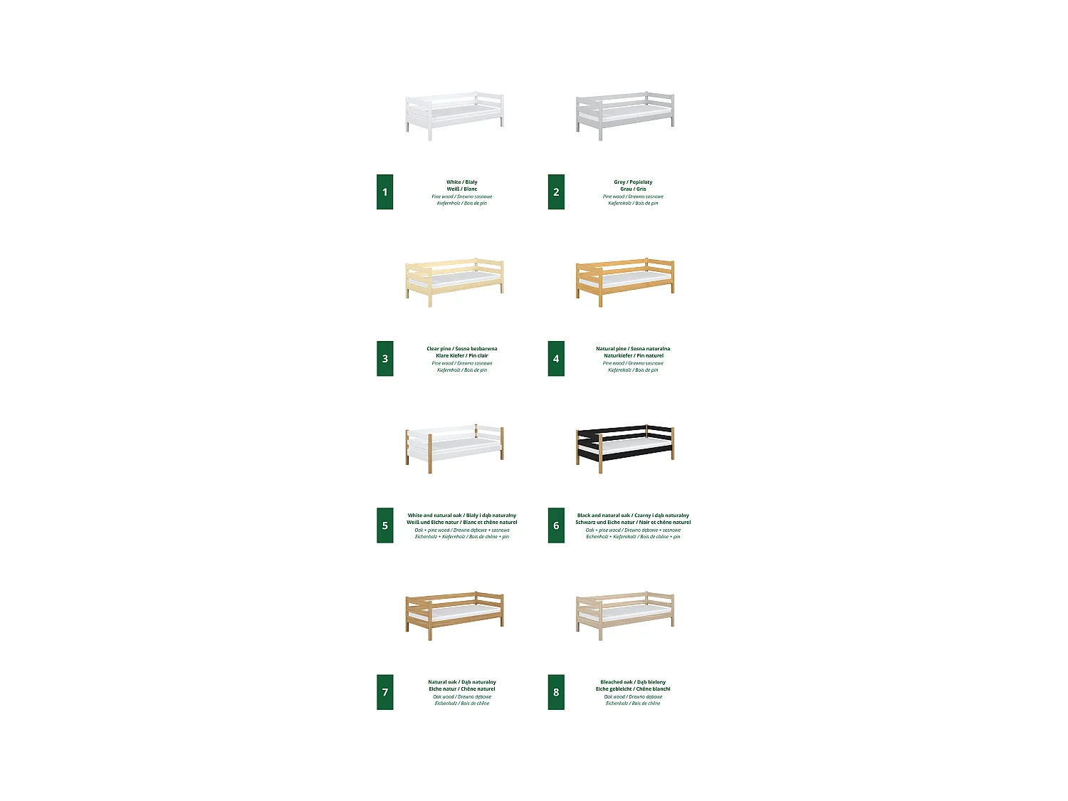 Lit banquette en chêne N01 Chêne Blanchi 80x200