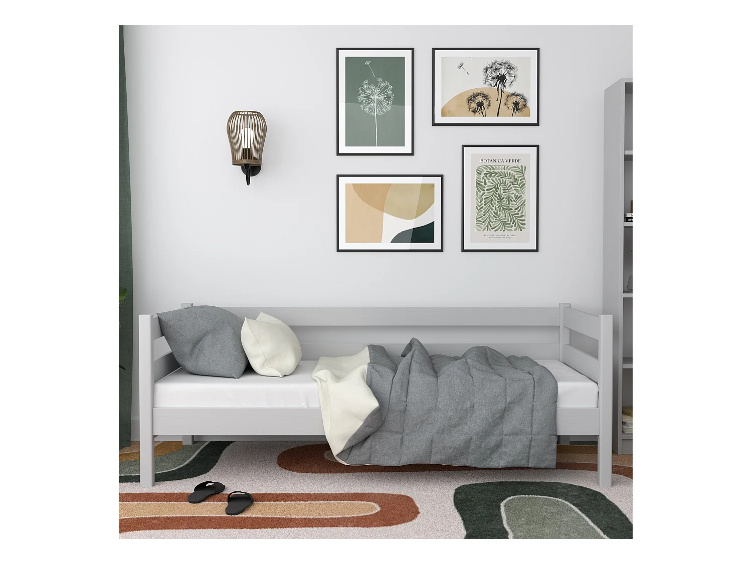 Lit banquette en bois N01 Gris 90x190