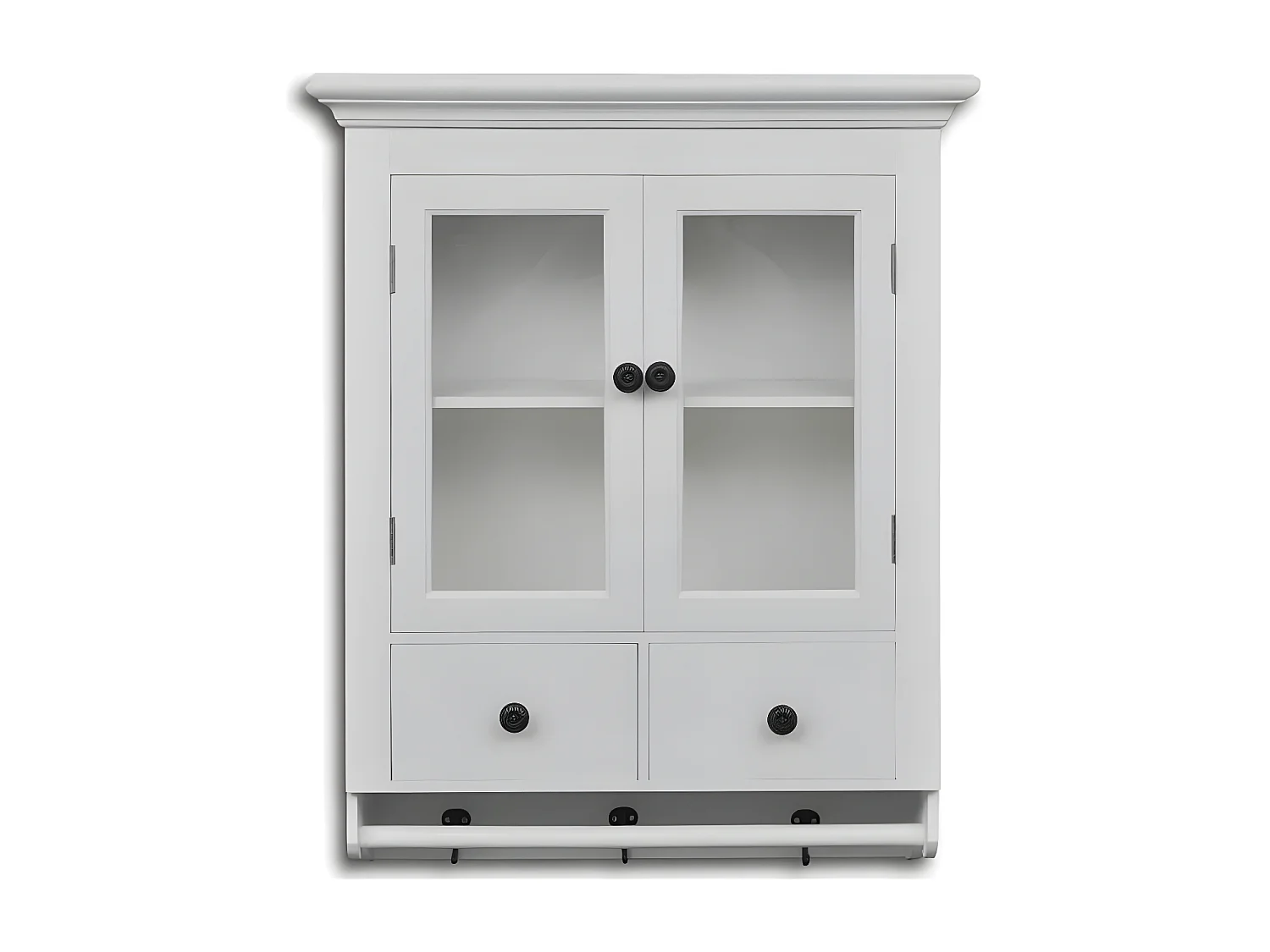 Etagère de cuisine murale 2 portes 2 tiroirs bois blanc Kapci