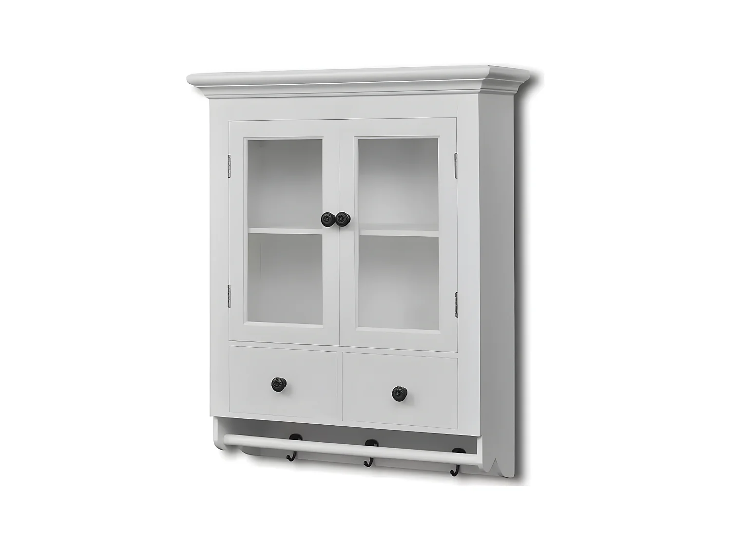 Etagère de cuisine murale 2 portes 2 tiroirs bois blanc Kapci