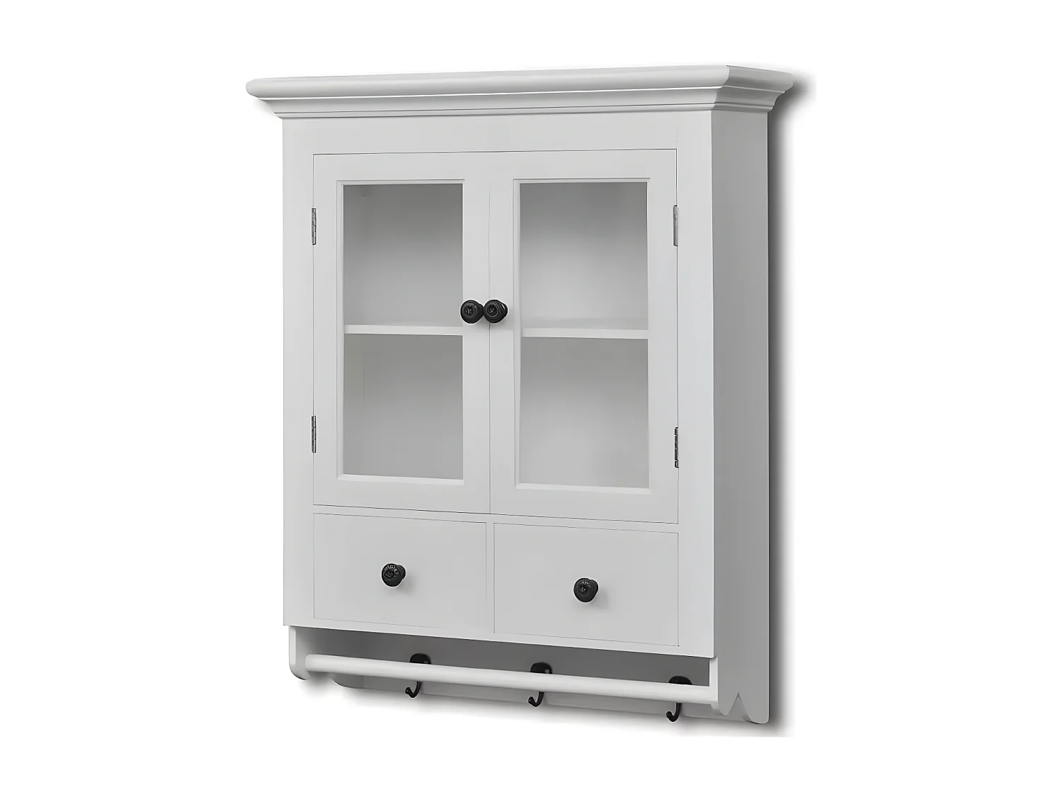 Etagère de cuisine murale 2 portes 2 tiroirs bois blanc Kapci