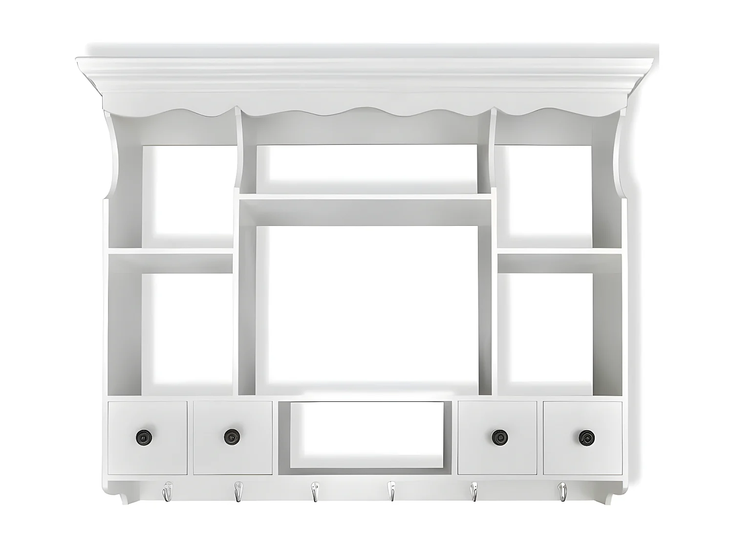 Etagère murale de cuisine murale 4 tiroirs 4 étagères bois blanc Kapci