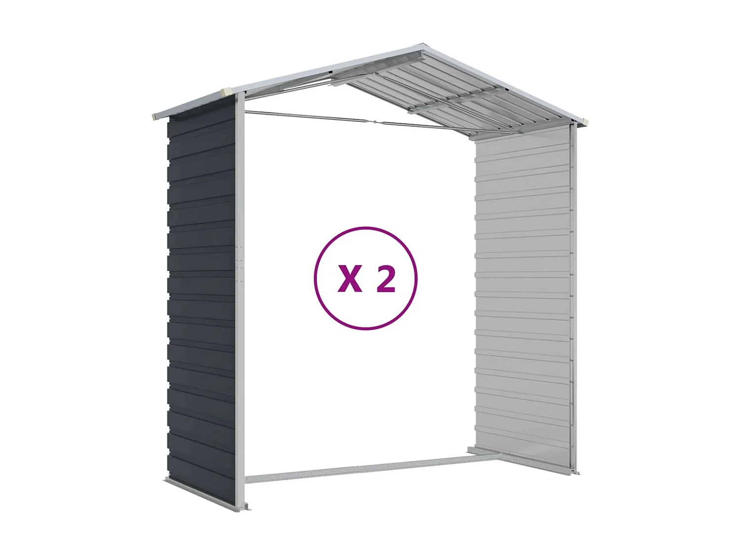 Abri de jardin anthracite 191x215x198 acier galvanisé