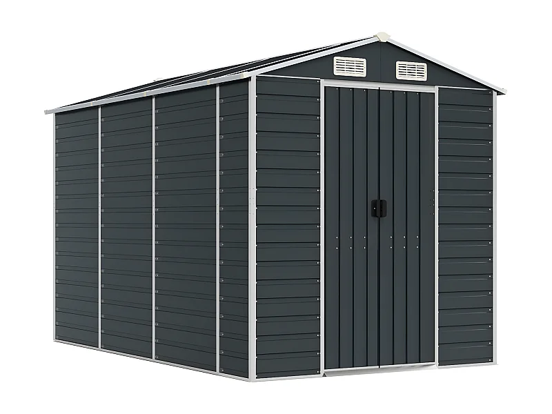 Abri de jardin anthracite 191x300x198 acier galvanisé