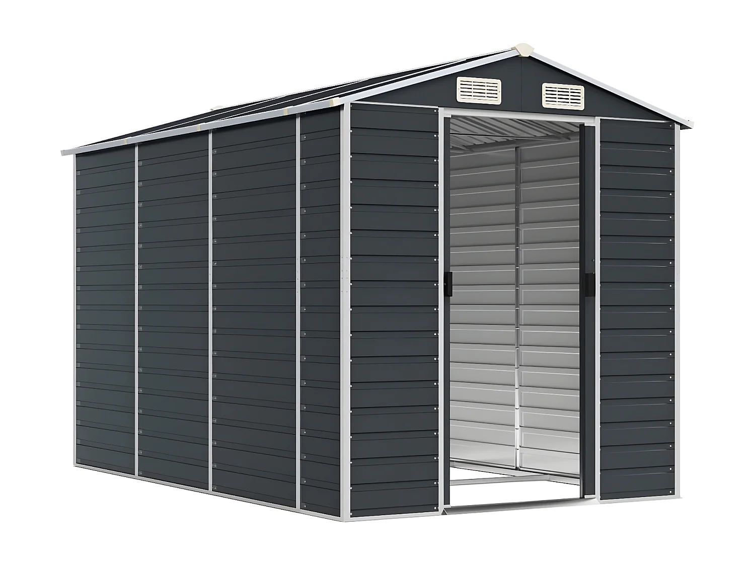 Abri de jardin anthracite 191x300x198 acier galvanisé