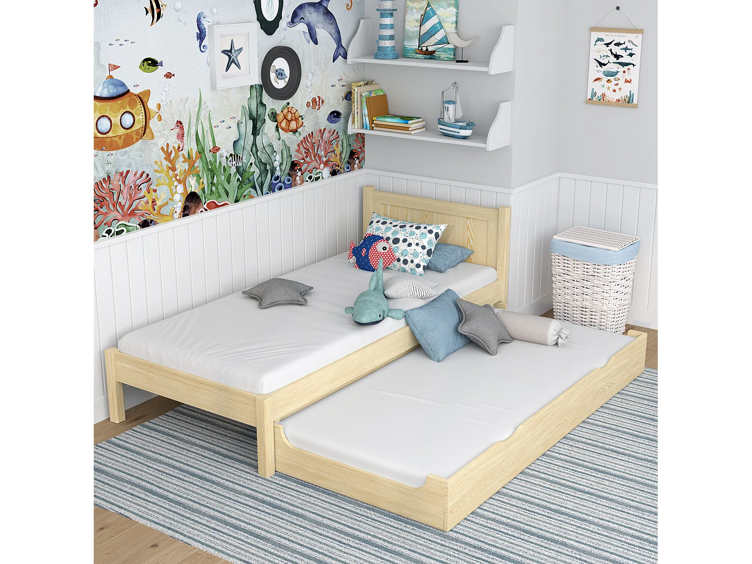 AUSZIEHBETT N02 Klare Kiefer 80x190