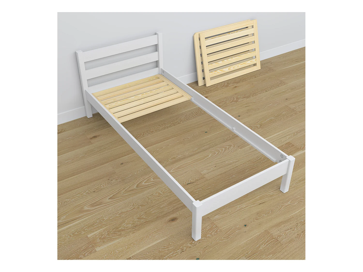 Lit gigogne en bois N01 Blanc 100x190