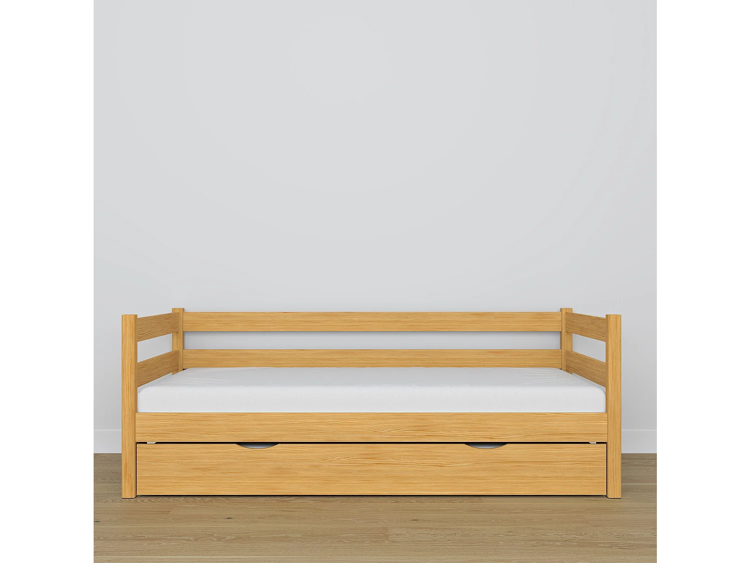 Lit banquette gigogne N01 Pin Naturel 90x190