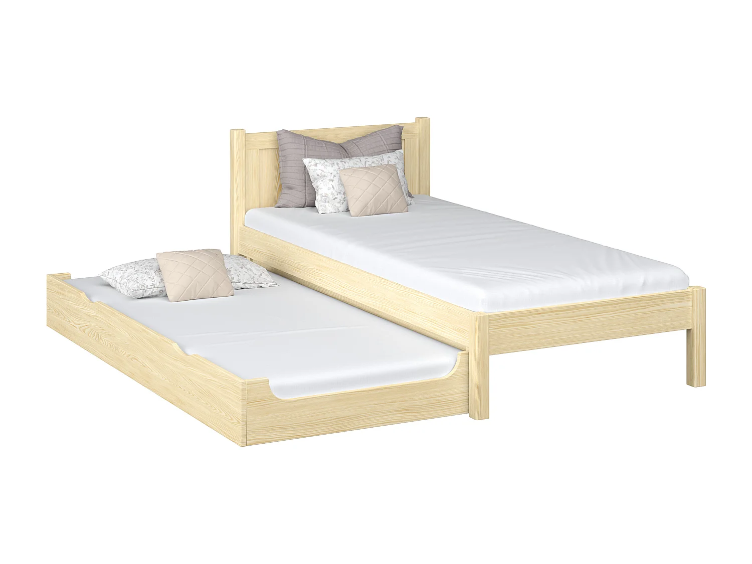 Lit gigogne en bois N02 Pin Clair 90x200