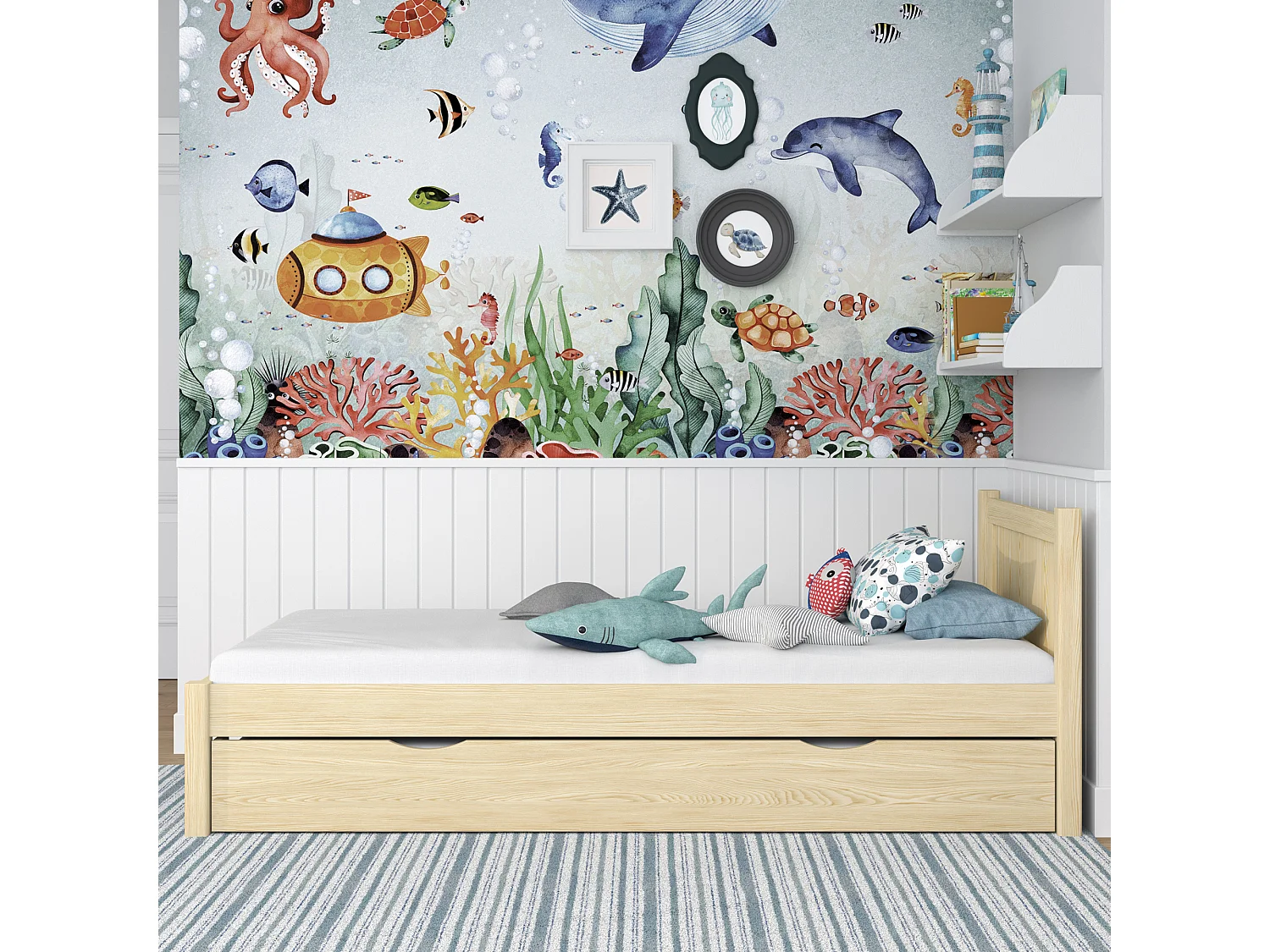 Lit gigogne en bois N02 Pin Clair 80x200