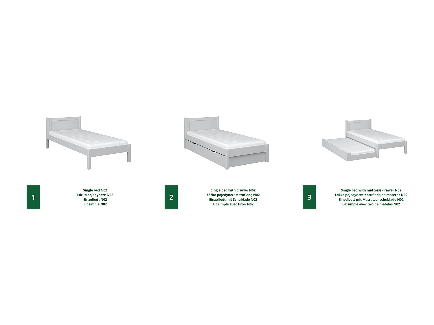 AUSZIEHBETT N02 Grau 100x190