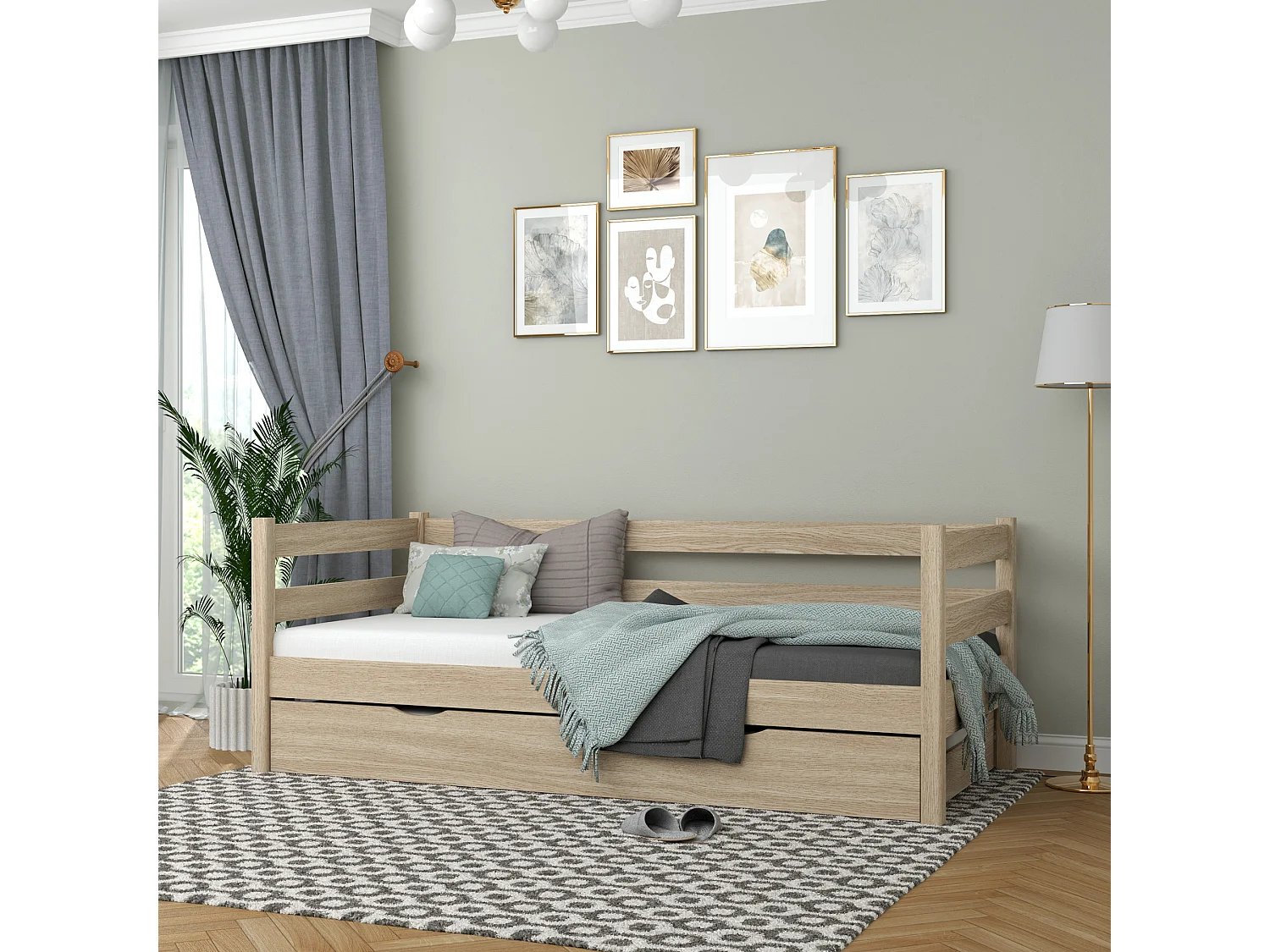 AUSZIEHBETT N01S Sonoma Eiche 90x180