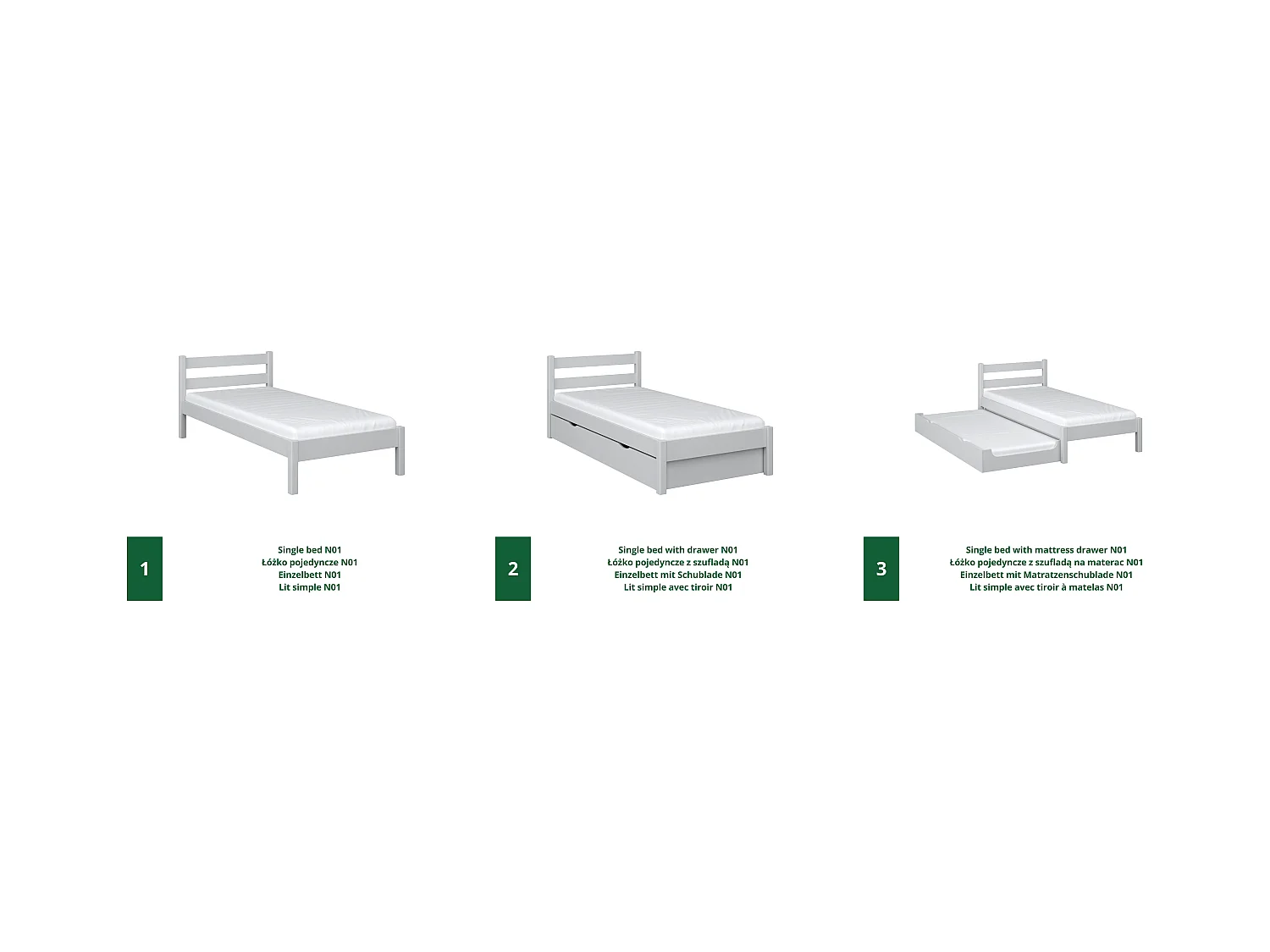 AUSZIEHBETT N01 Grau 80x190