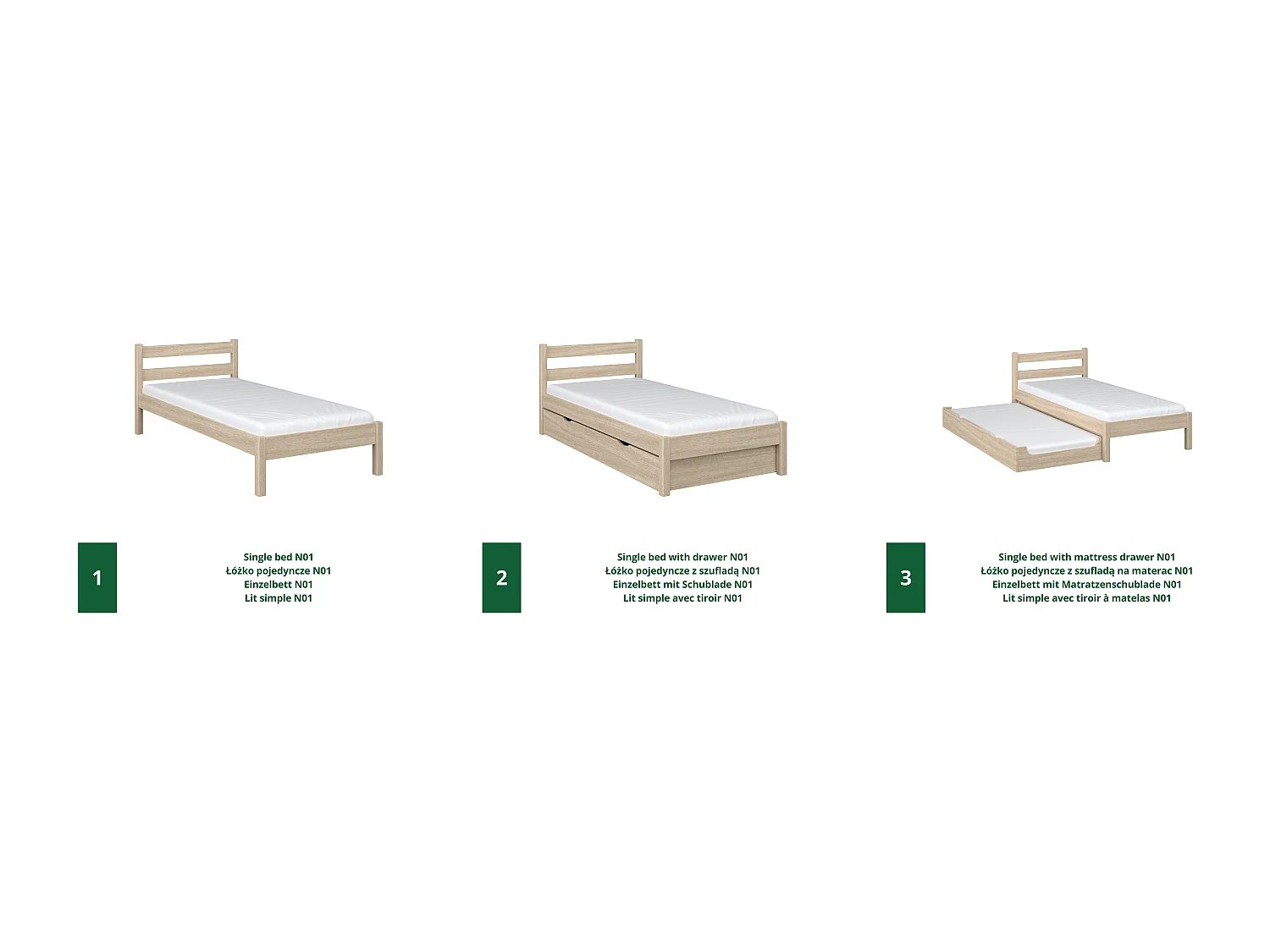 AUSZIEHBETT N01 Sonoma Eiche 100x180