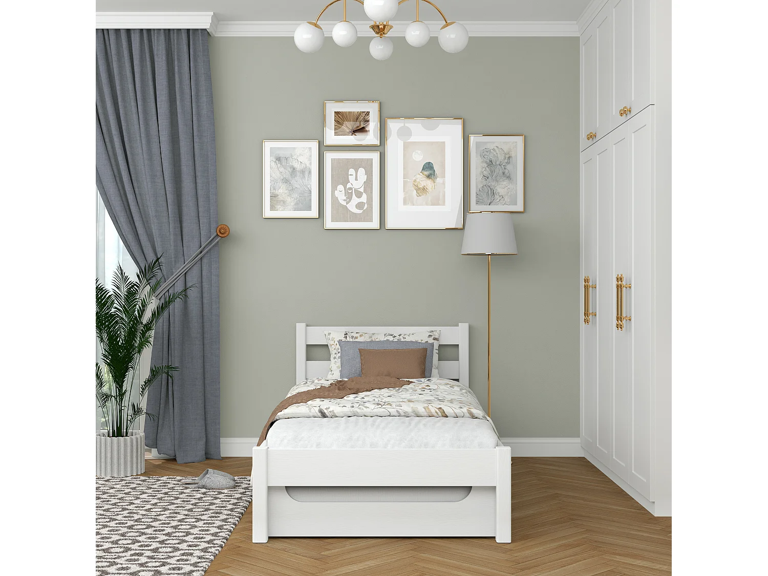 AUSZIEHBETT N01 Weiß 90x180