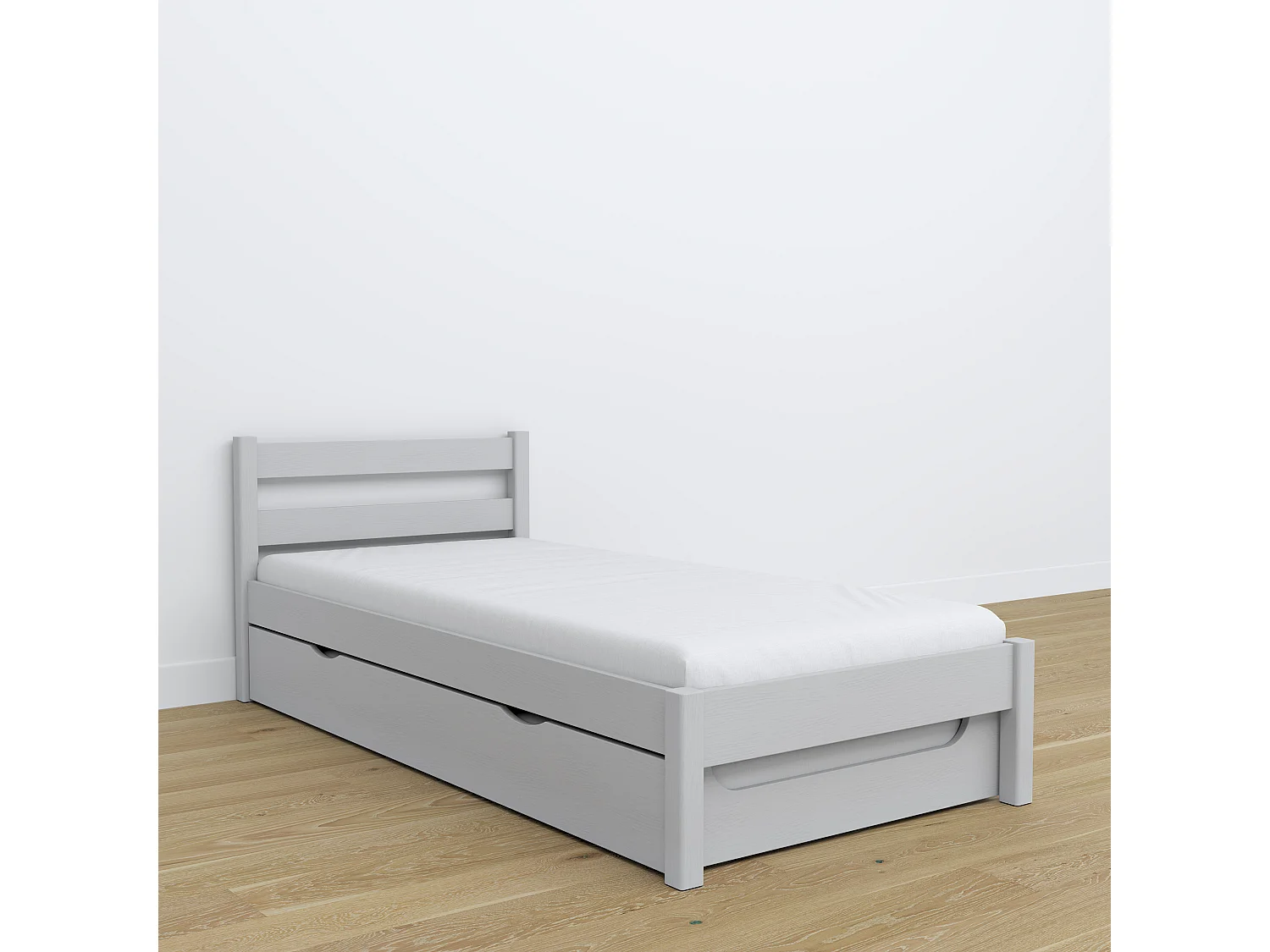 Lit gigogne en bois N01 Gris 80x200