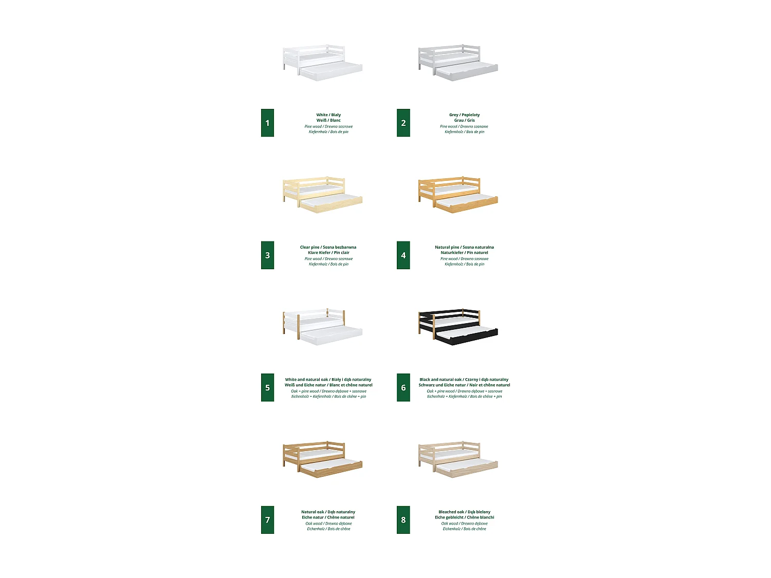 Lit banquette gigogne N01 Blanc 120x200