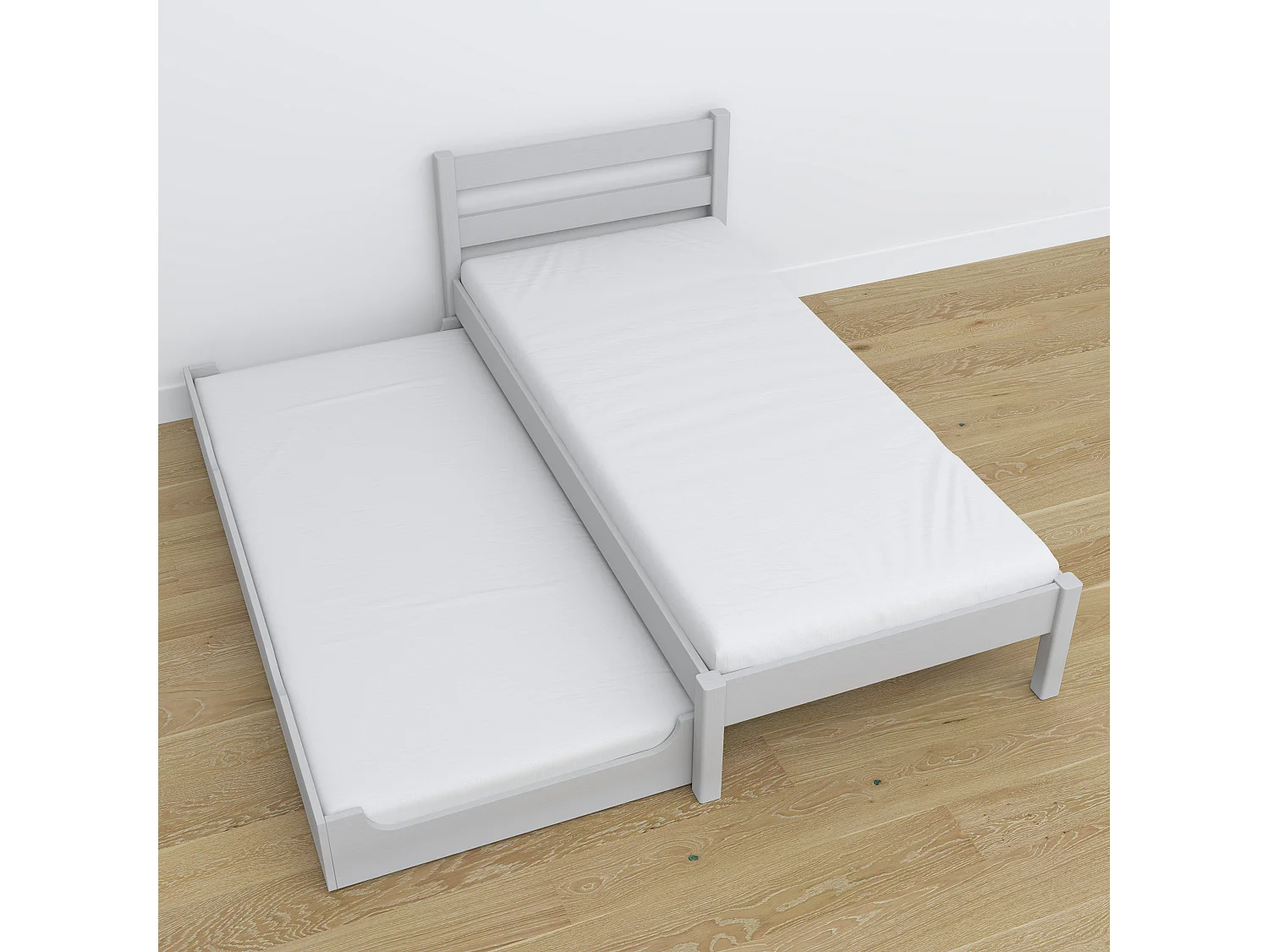 Lit gigogne en bois N01 Gris 90x180