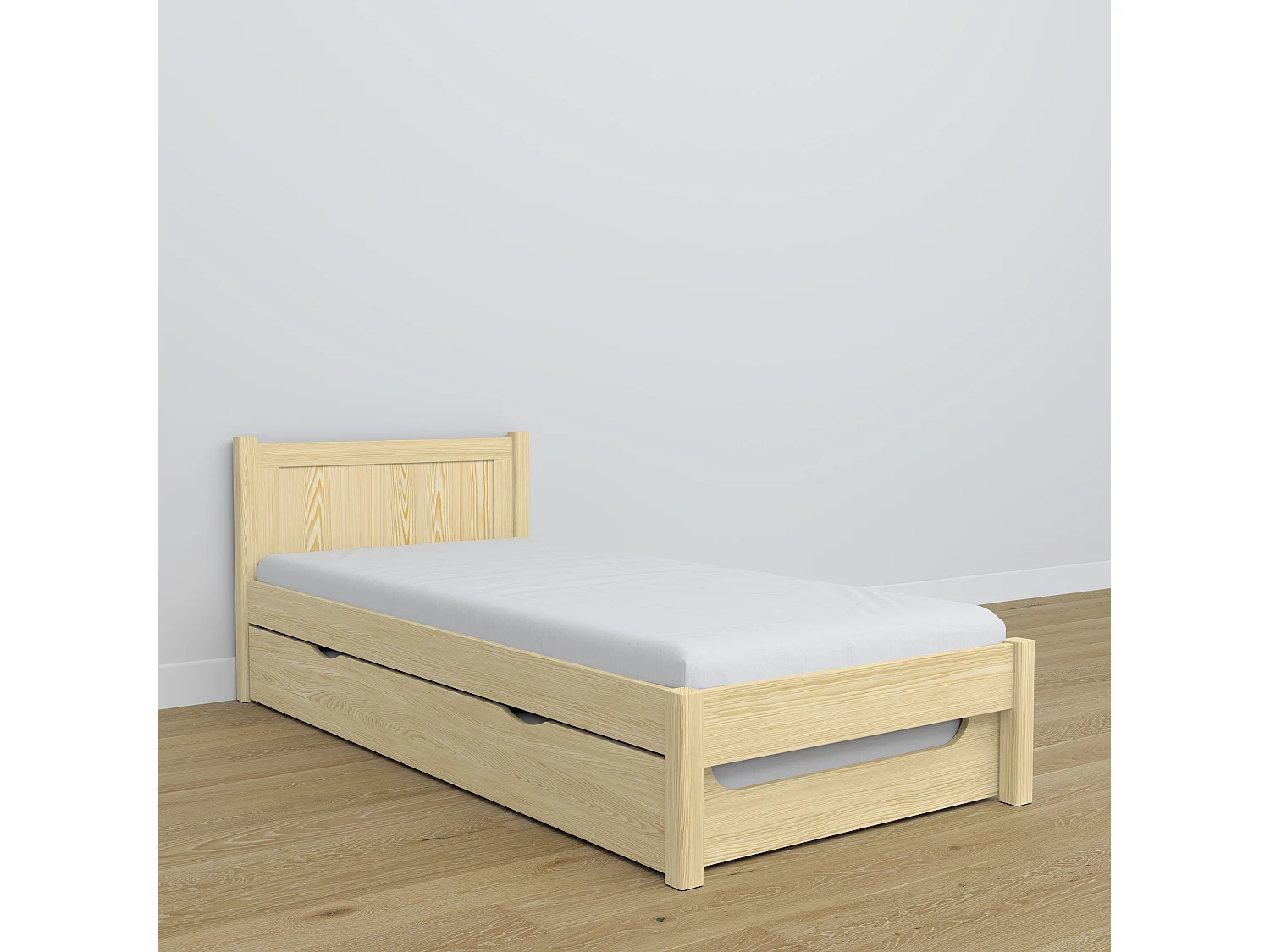 Lit gigogne en bois N02 Pin Clair 120x200