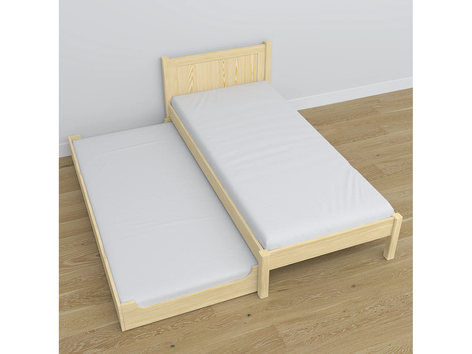 Lit gigogne en bois N02 Pin Clair 120x200