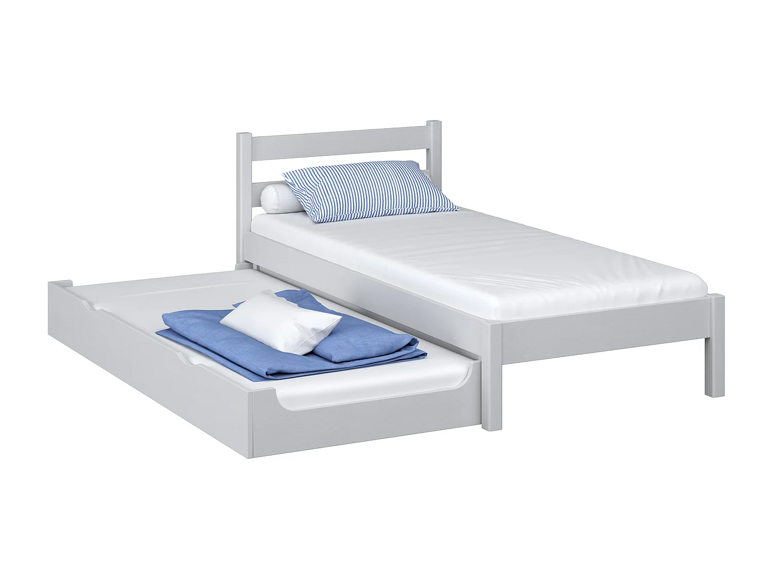 Lit gigogne en bois N01 Gris 90x190