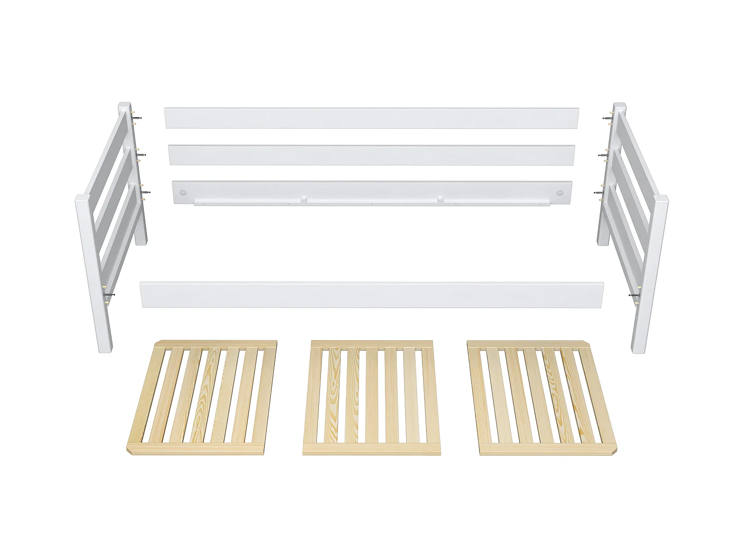 AUSZIEHBETT N01S Weiß / Eiche Natur 80x200