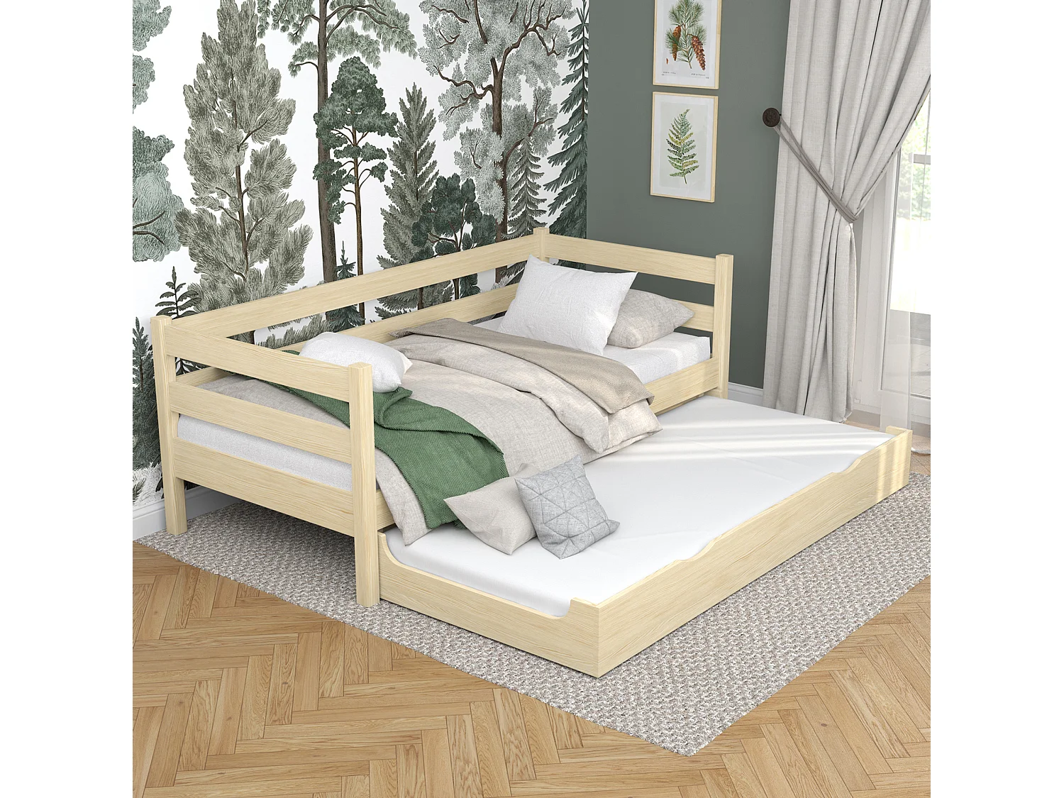 AUSZIEHBETT N01S Klare Kiefer 90x190