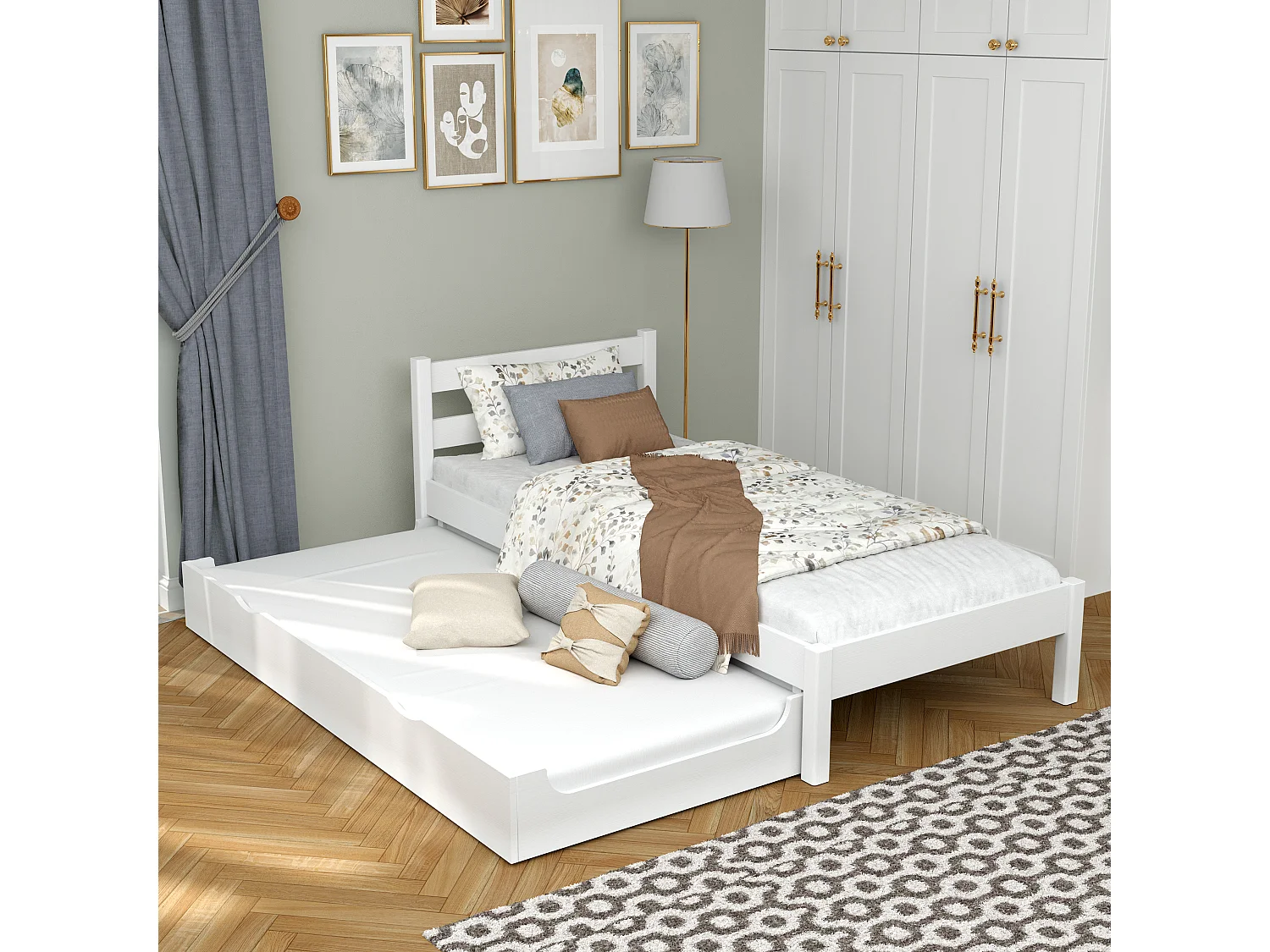 AUSZIEHBETT N01 Weiß 120x190