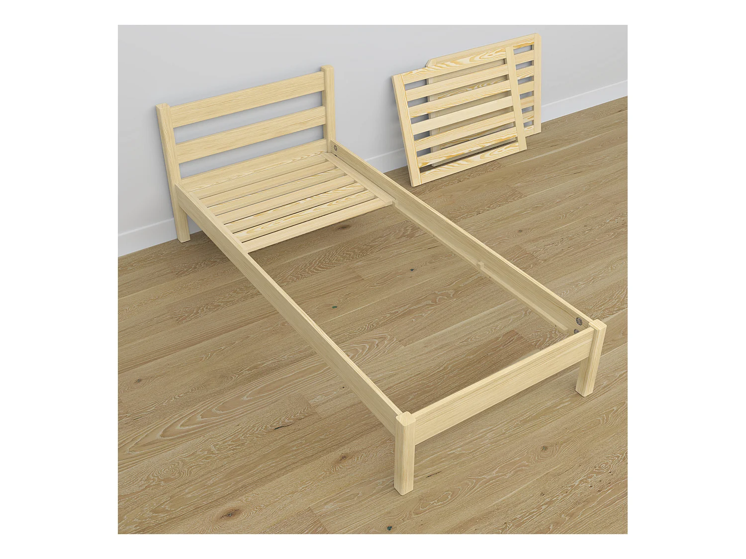 Lit gigogne en bois N01 Pin Clair 100x200