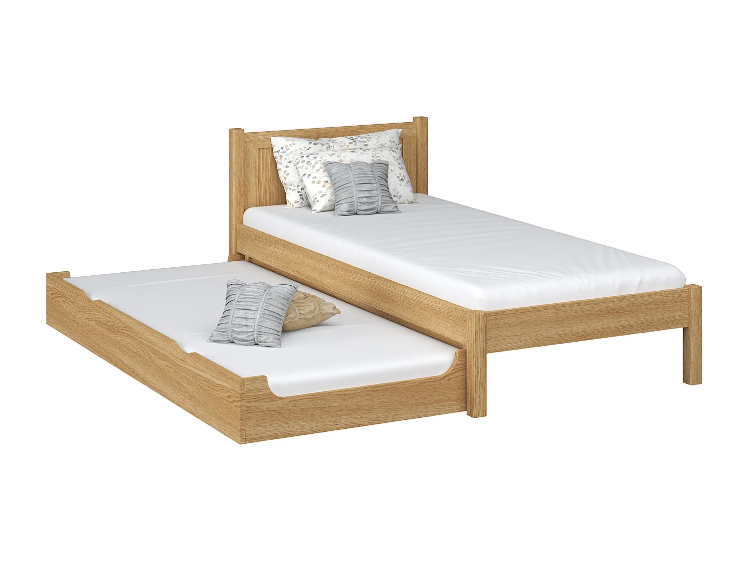 Lit gigogne en chêne N02 Chêne Naturel 90x200