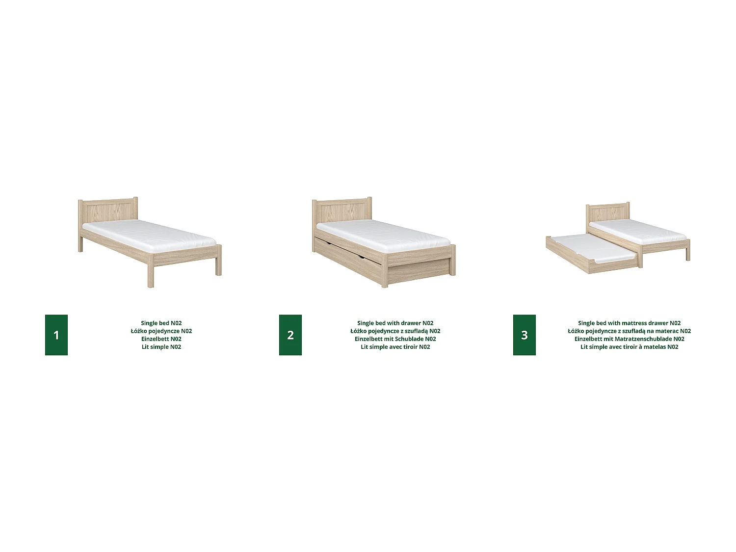 AUSZIEHBETT N02 Sonoma Eiche 120x200