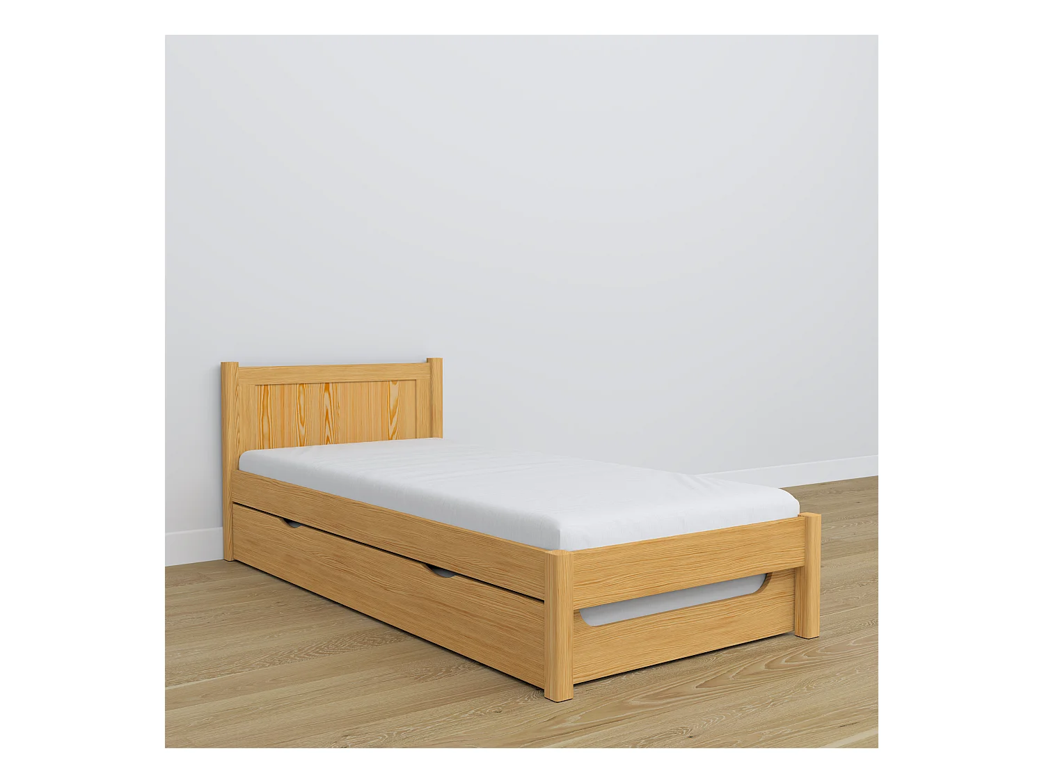 Lit gigogne en bois N02 Pin Naturel 120x200