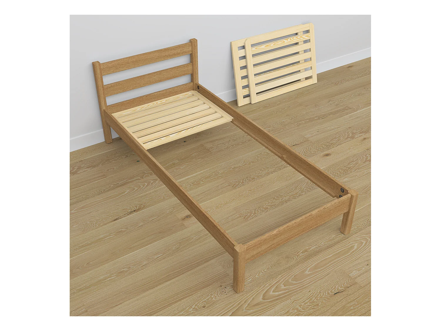 Lit gigogne en chêne N01 Chêne Naturel 100x200