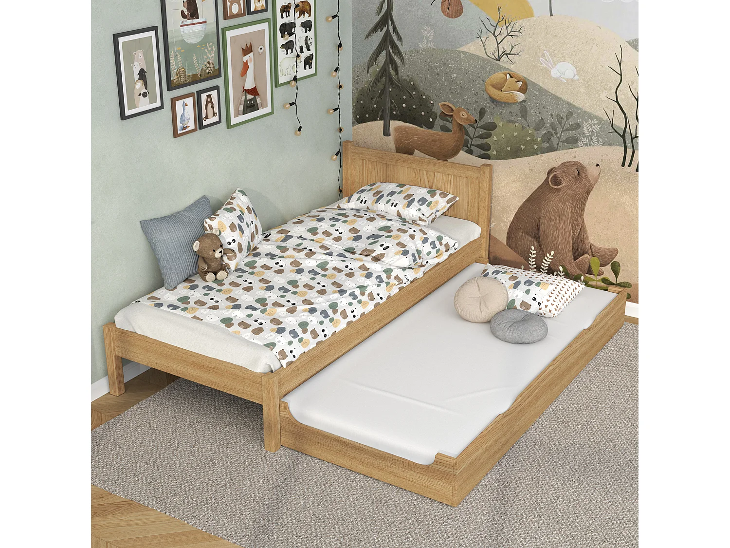AUSZIEHBETT N02 Eiche Natur 90x190