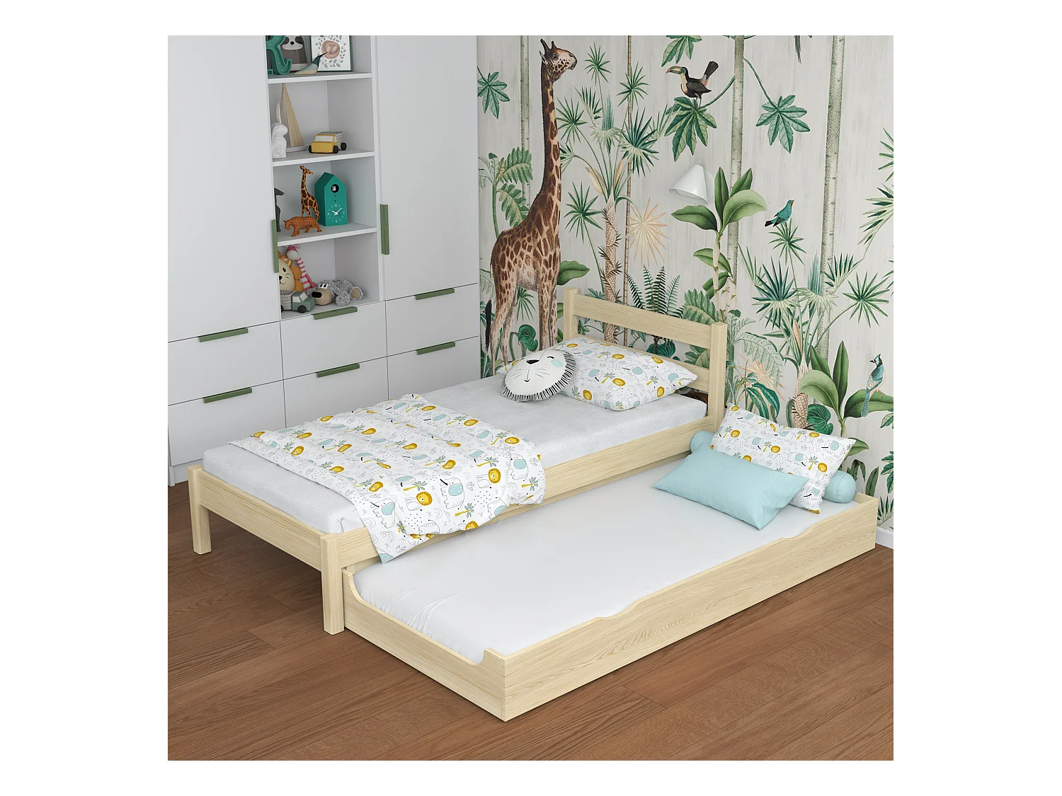 Lit gigogne en bois N01 Pin Clair 100x180