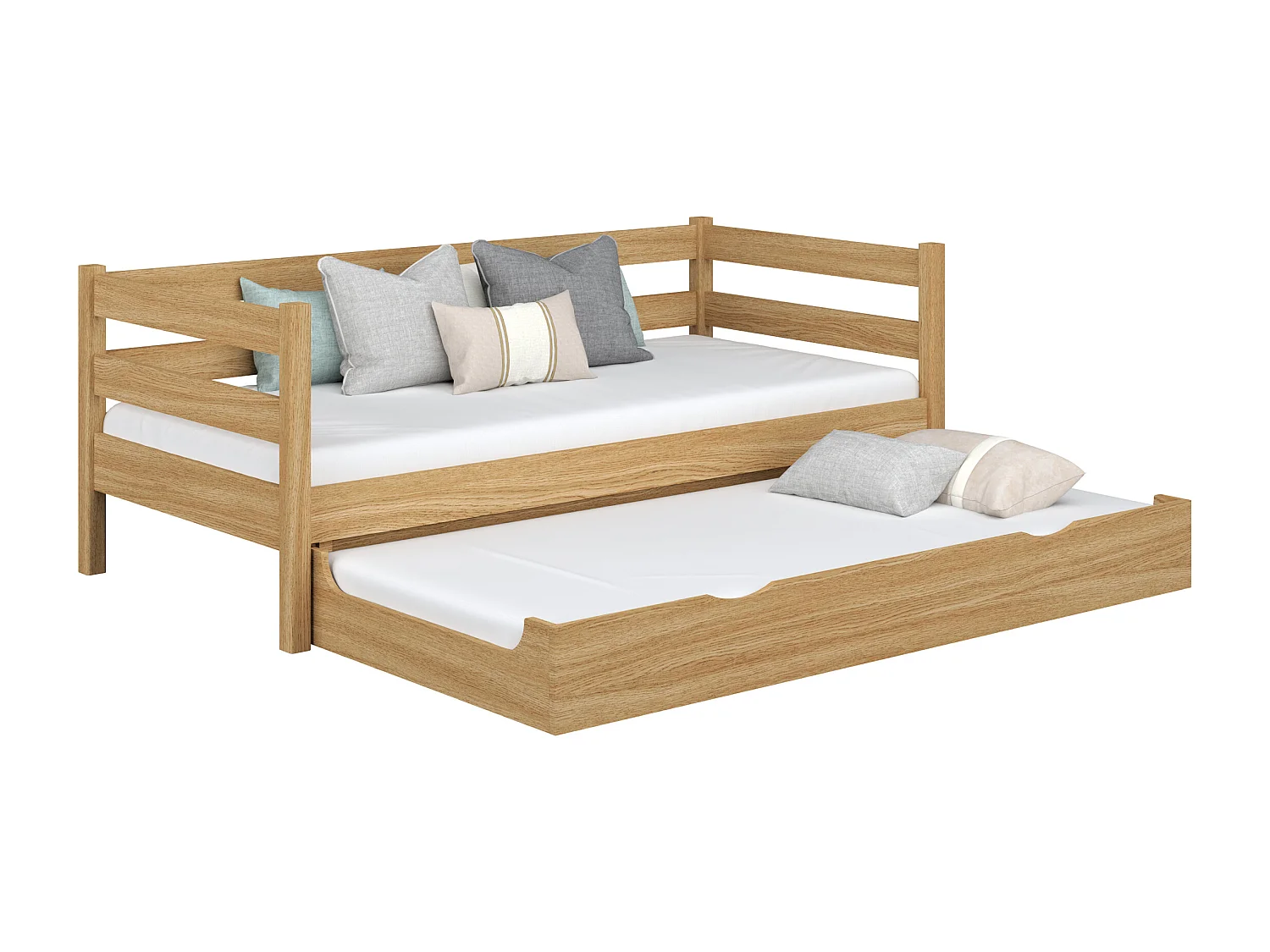 Lit banquette gigogne en chêne N01 Chêne Naturel 80x200