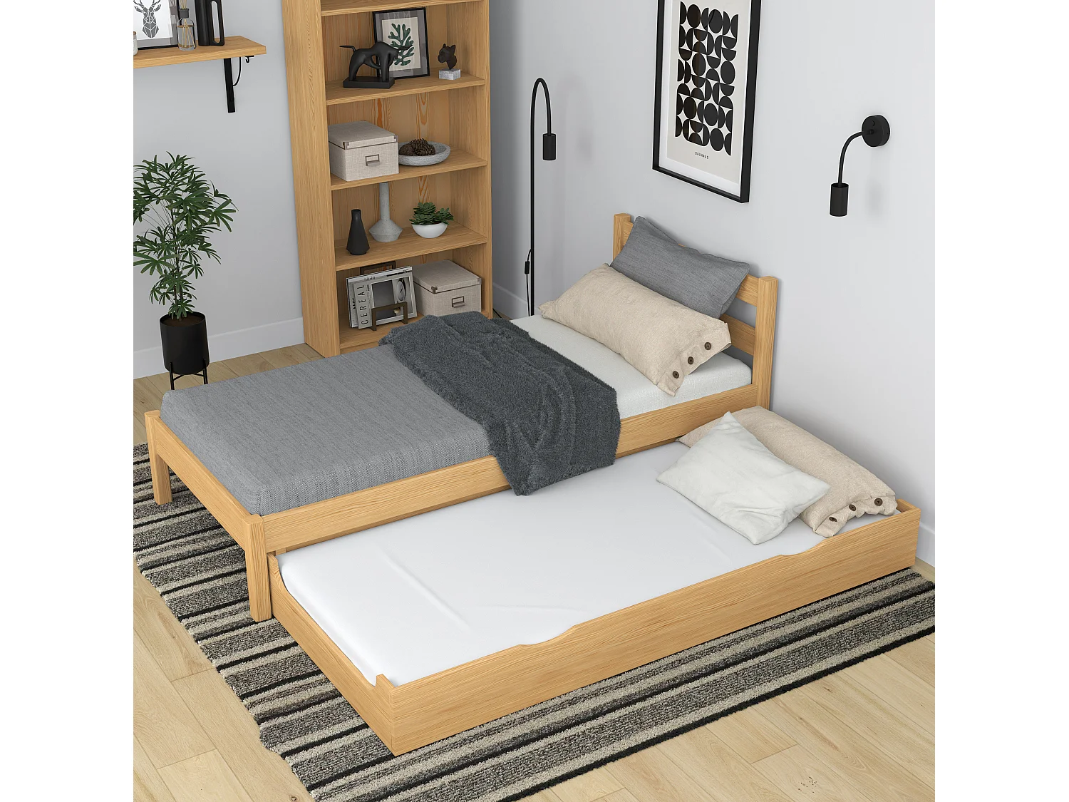 AUSZIEHBETT N01 Naturkiefer 80x200