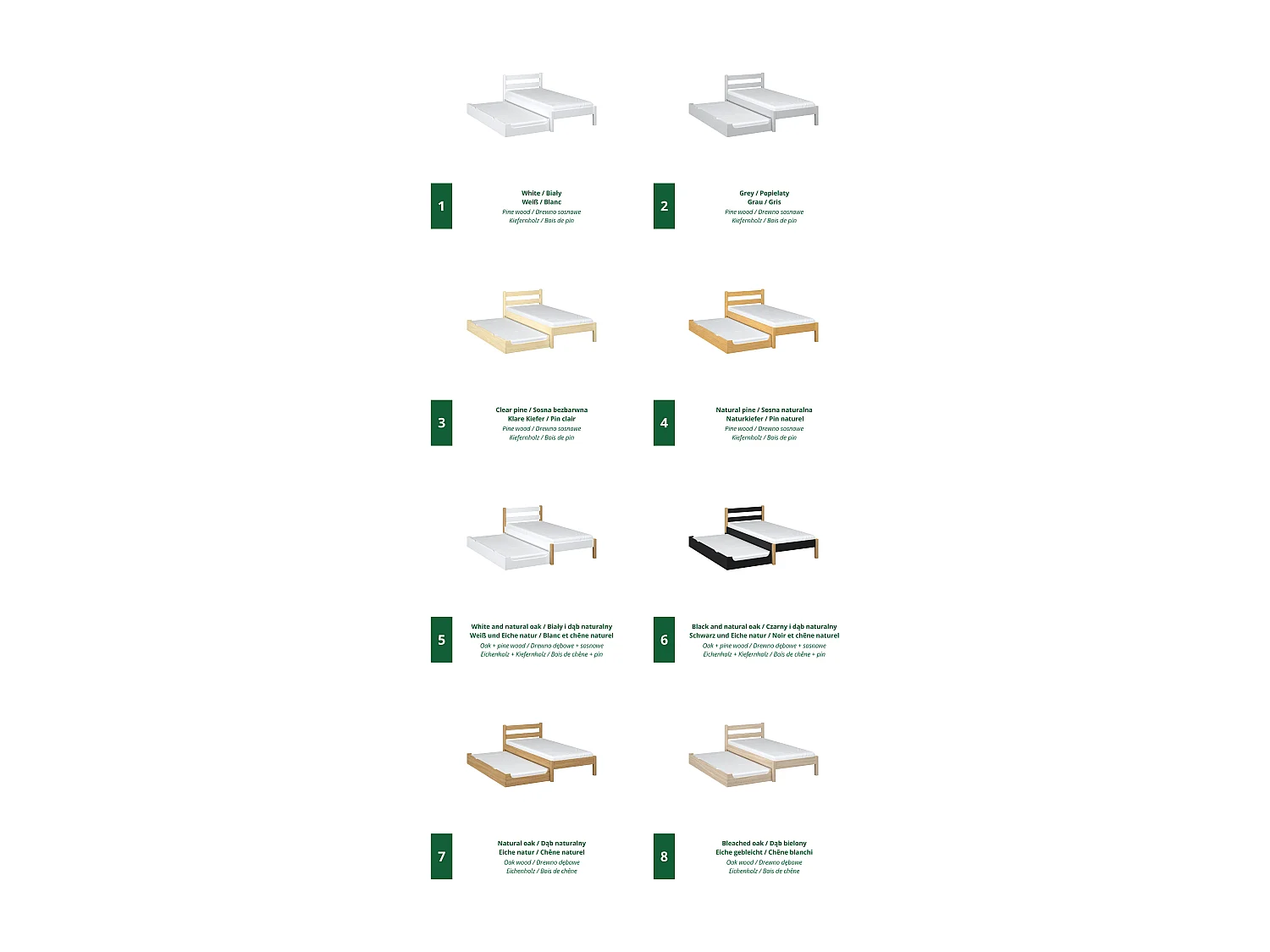 AUSZIEHBETT N01 Klare Kiefer 90x180