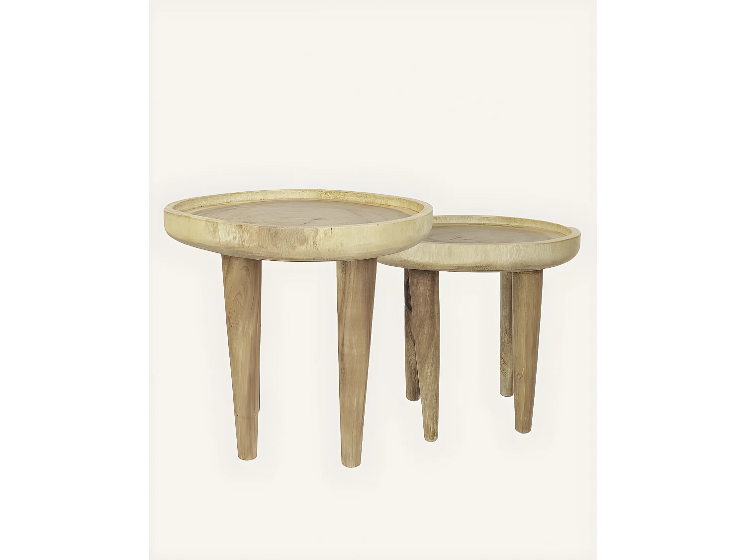 Léothéo - Lot de 2 tables basse en teck massif