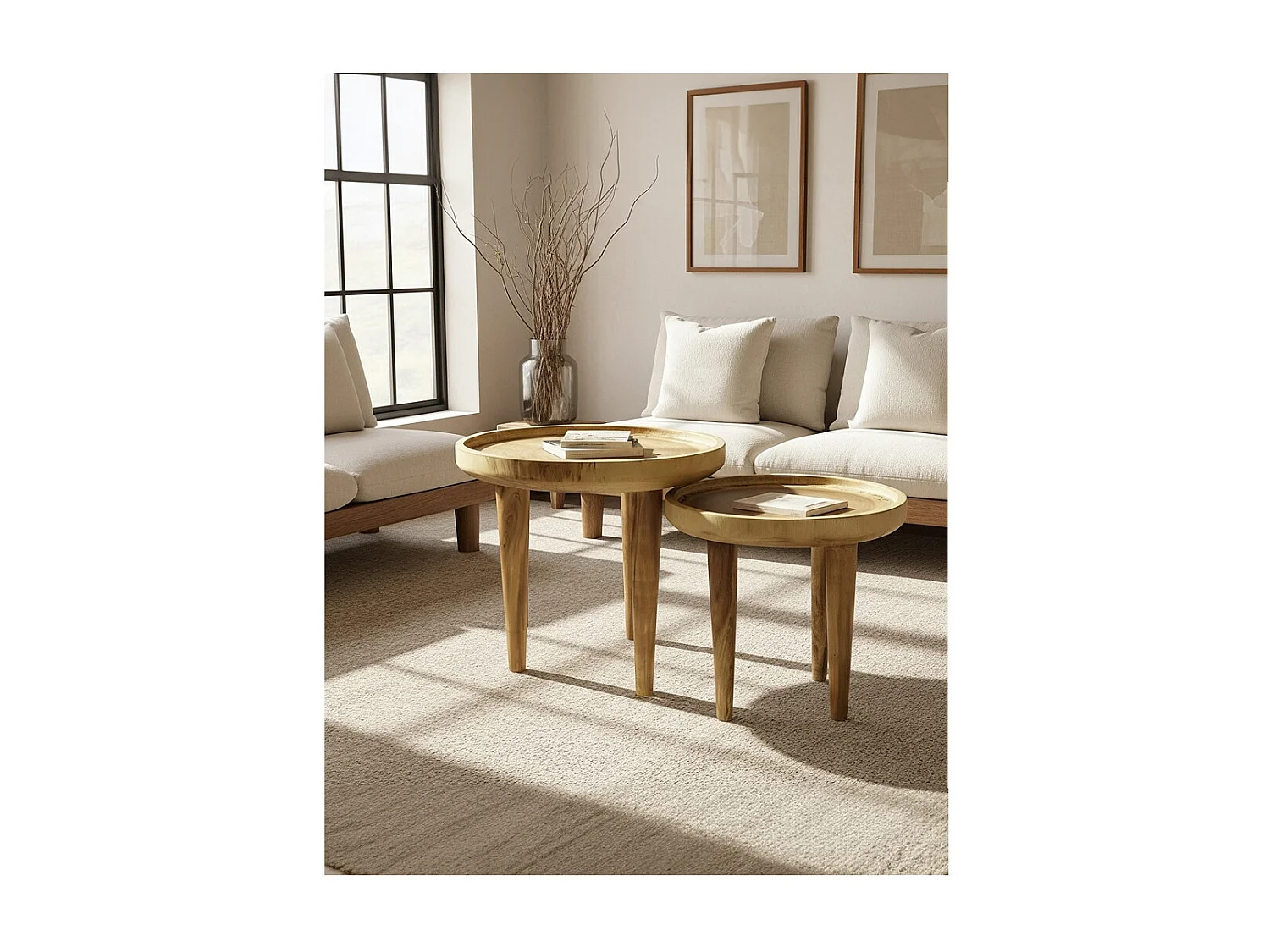 Léothéo - Lot de 2 tables basse en teck massif