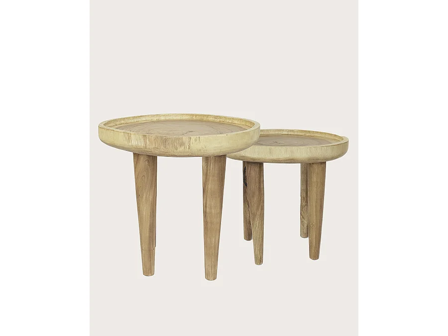 Léothéo - Lot de 2 tables basse en teck massif