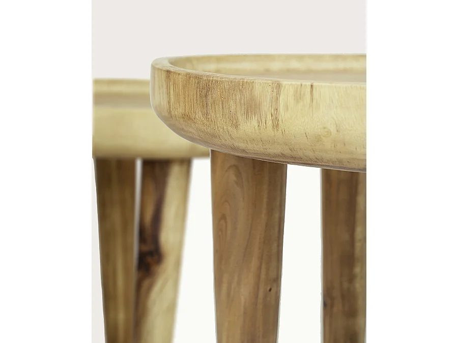 Léothéo - Lot de 2 tables basse en teck massif