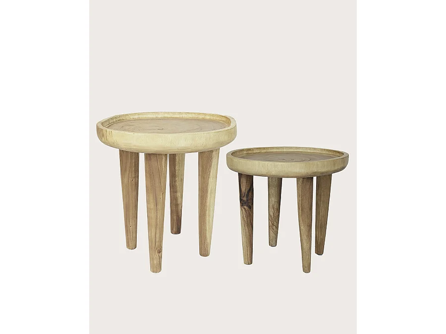 Léothéo - Set di 2 tavolini da caffè in teak massello