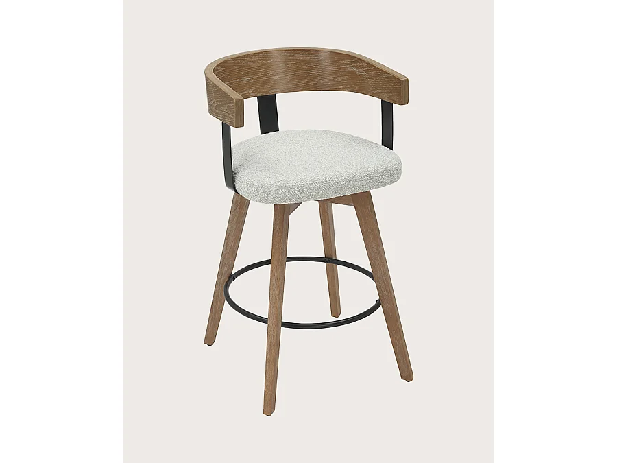 Micha - Chaise de bar en tissu et pieds en bois