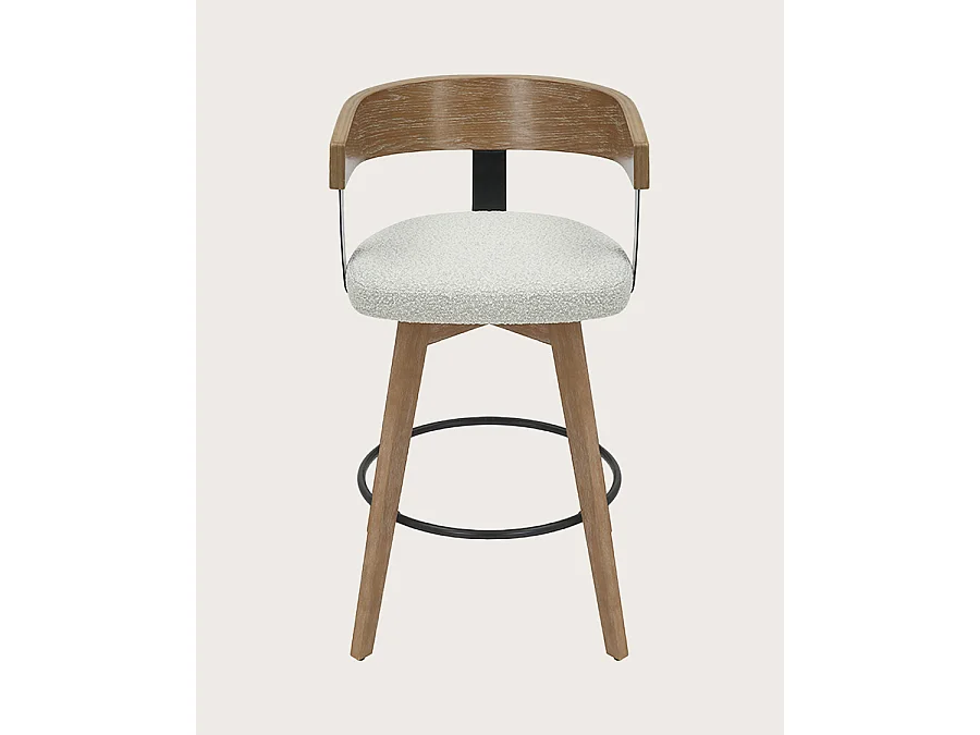 Micha - Sgabello da bar in tessuto con gambe in legno