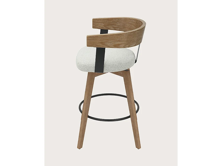 Micha - Sgabello da bar in tessuto con gambe in legno